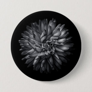 Bóton Redondo 7.62cm Flores De Quintal Em Preto E Branco 20