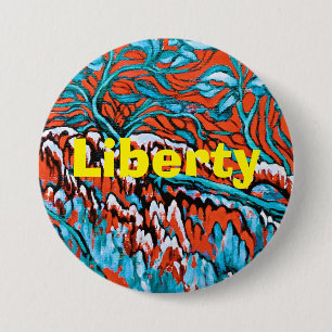 Bóton Redondo 7.62cm Florestas Mágicas Coloridas Vermelhas e Azuis