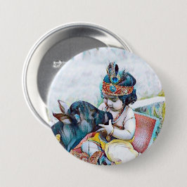 Bóton Redondo 7.62cm fofo senhor krishna com adesivo clássico redondo d