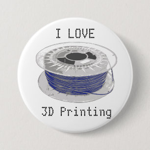 Bóton Redondo 7.62cm Folha de plástico azul para impressão 3D com texto