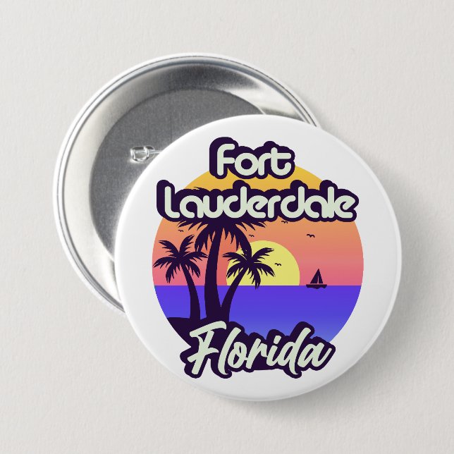 Bóton Redondo 7.62cm Fort Lauderdale Flórida (Frente & Verso)