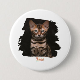 Bóton Redondo 7.62cm Foto de animal de estimação personalizada com nome