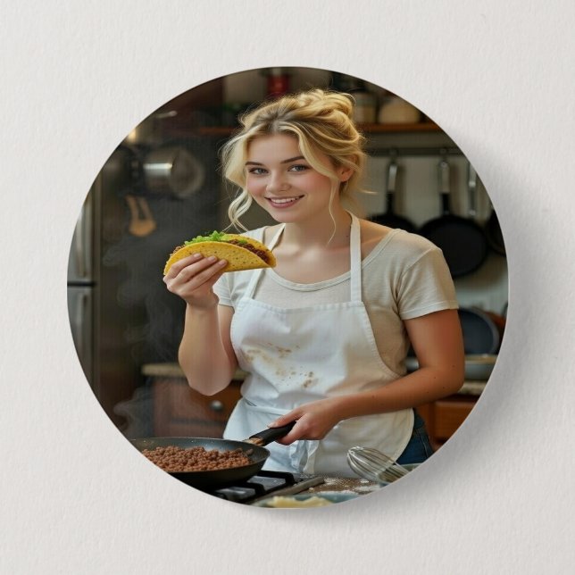 Bóton Redondo 7.62cm Foto de Comer Tacos Personalizar (Frente)