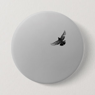 Bóton Redondo 7.62cm Foto de pombo-pombo-voador preto-preto moderno