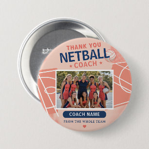 Bóton Redondo 7.62cm Foto Moderna da Equipe de Netball Treinador