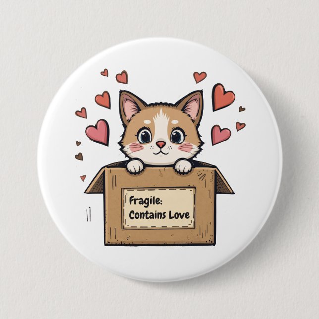 Bóton Redondo 7.62cm Fragile: Contains Love (Frente)