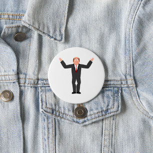Bóton Redondo 7.62cm Funny Bald Businessman Engraçado Humorando