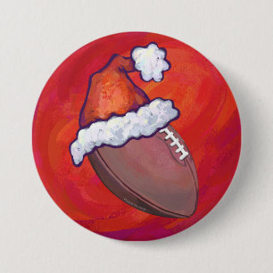 Bóton Redondo 7.62cm Futebol de Santa Hat em Red