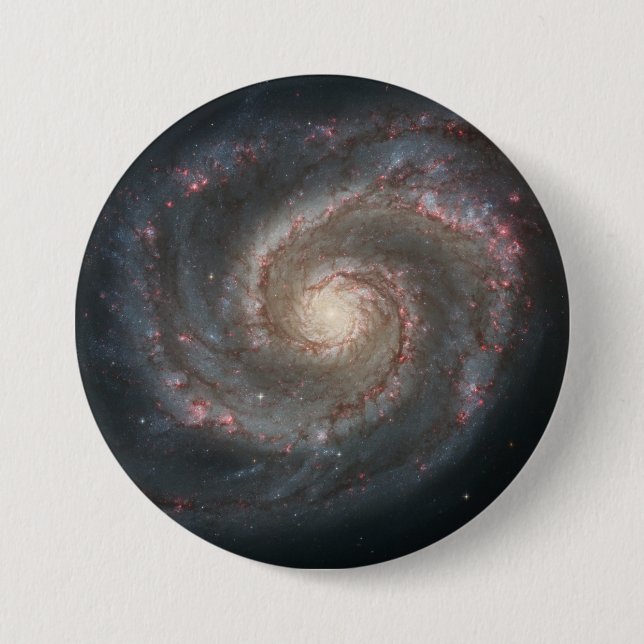 Bóton Redondo 7.62cm Galáxia de redemoinho (Espaço) (Universo) (Messier (Frente)
