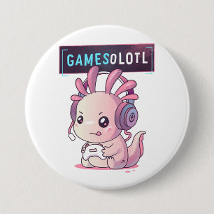 Bóton Redondo 7.62cm Gamesolotl - Gamer Axolotl