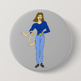 Bóton Redondo 7.62cm garota com botão de cauda