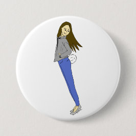 Bóton Redondo 7.62cm garota com rabo de coelho