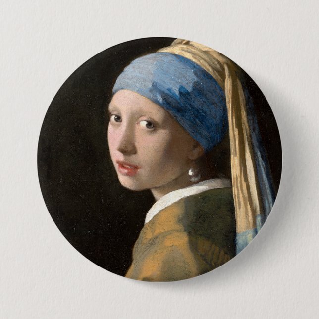 Bóton Redondo 7.62cm Garota de Vermeer com Pérolas (Frente)