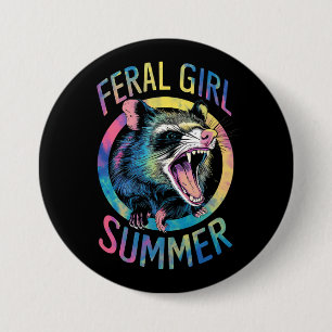 Bóton Redondo 7.62cm Garota Feral Verão Gambá Tie Dye Guaxinim
