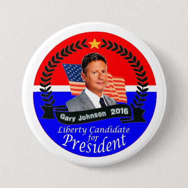 Bóton Redondo 7.62cm Gary Johnson para o presidente 2016 (Frente)