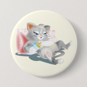 Bóton Redondo 7.62cm Gatinho De Bebê