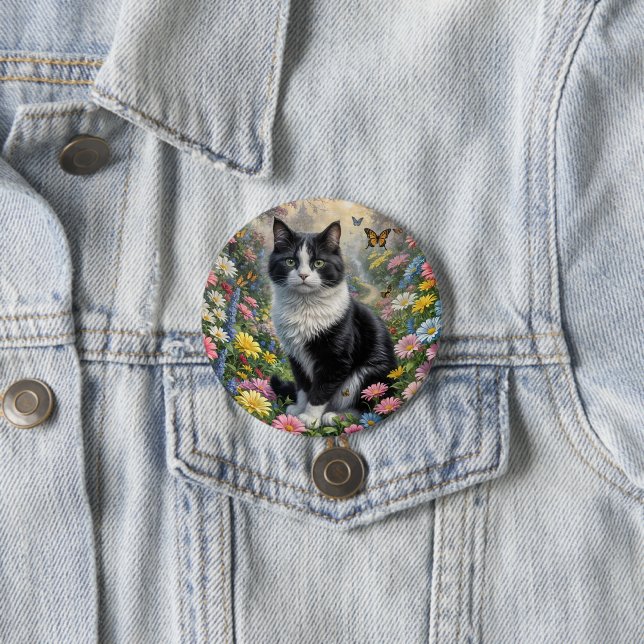 Bóton Redondo 7.62cm Gatinho no jardim das flores (In Situ)