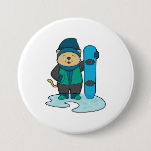 Bóton Redondo 7.62cm Gato como Snowboarder com Snowboard