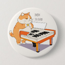 Bóton Redondo 7.62cm Gato Toca o Piano