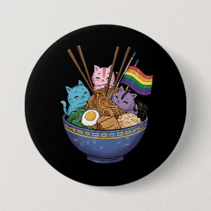 Bóton Redondo 7.62cm Gatos da Bandeira do Arco-íris Ramen Anime Mês do 