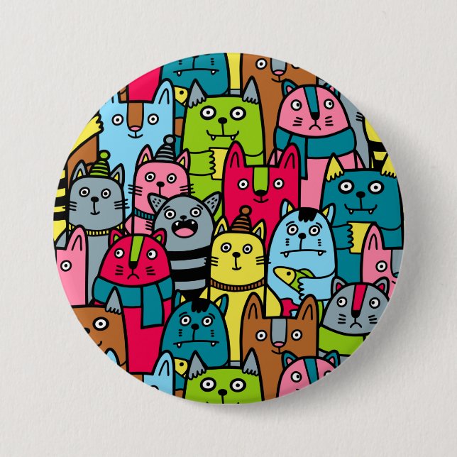 Bóton Redondo 7.62cm Gatos e gatinhos (Frente)