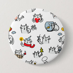 Bóton Redondo 7.62cm Gatos engraçados, leite e magia.