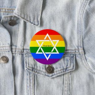 Bóton Redondo 7.62cm Gay do arco-íris LGBTQ Estrela Judia de David
