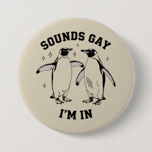 Bóton Redondo 7.62cm Gay Penguin Sounds Gay I in Vintage Queer Lgbtq