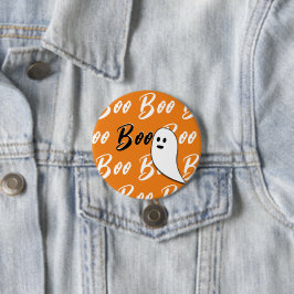 Bóton Redondo 7.62cm Ghost Halloween preto - laranja branco