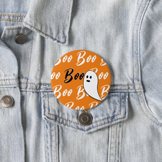 Bóton Redondo 7.62cm Ghost Halloween preto - laranja branco (In Situ)