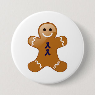 Bóton Redondo 7.62cm Gingerbread Man com fitas azuis escuras