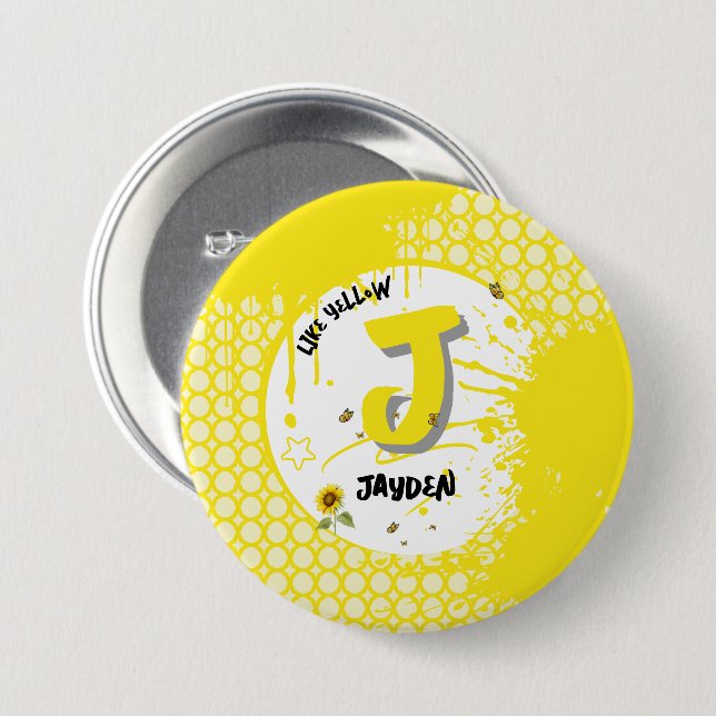 Bóton Redondo 7.62cm Girassol com Girassol como Amarelo (Frente & Verso)