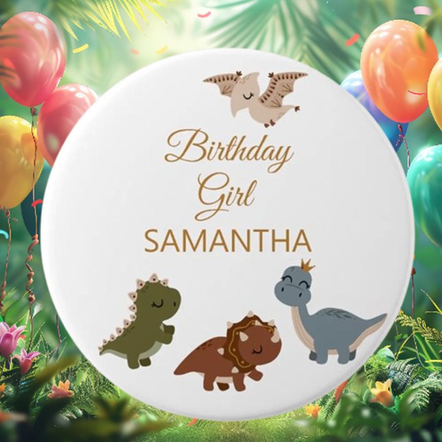 Bóton Redondo 7.62cm GIRL Boho T rex Dinossauro (Unleash your style with the GIRL Boho T rex Dinosaur Button!)