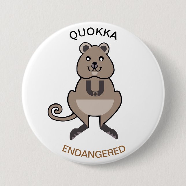Bóton Redondo 7.62cm Gráfico bonito - QUOKKA - Marsupial - Natureza (Frente)