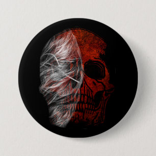 BÓTON REDONDO 7.62CM GRÁFICO DE CRÂNIO DESENHO DE PRESENTE DE HALLOWEEN