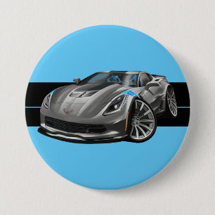 Bóton Redondo 7.62cm Gráfico Grand Sport Corvette Cinza Limited Editio