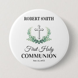 Bóton Redondo 7.62cm Green leaf first communion 