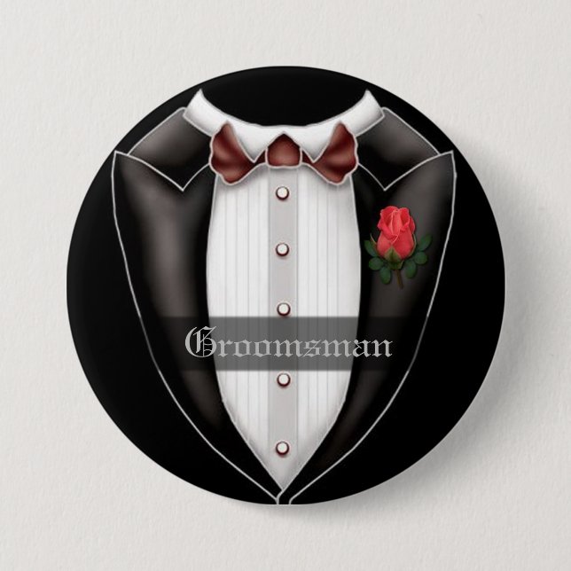 Bóton Redondo 7.62cm Groomsman Wedding Party Button (Frente)