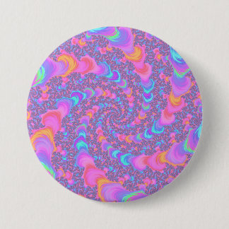 Bóton Redondo 7.62cm Groovy Colorido Fluorescente Trippy Espiral Fracta