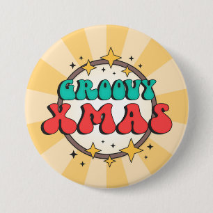 Bóton Redondo 7.62cm Groovy retro design xmas