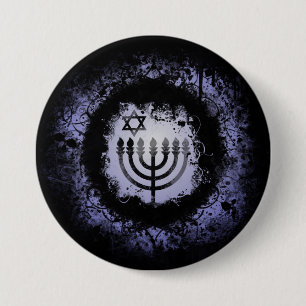 Bóton Redondo 7.62cm Grunge Chanukah Menorah
