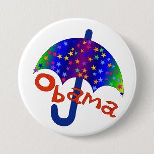 Bóton Redondo 7.62cm Guarda-chuva do arco-íris de Obama