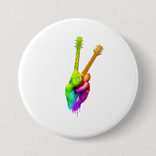 Bóton Redondo 7.62cm Guitar Lover Diga Oi Guitar Mãos Presente