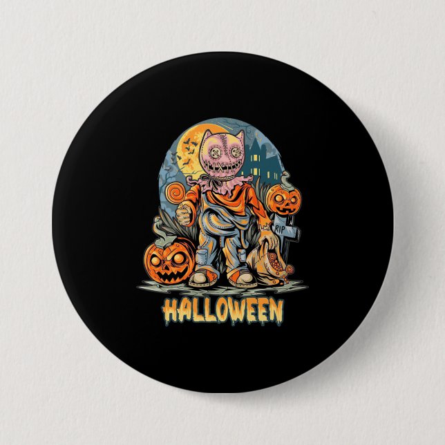 Bóton Redondo 7.62cm Halloween E Cat (Frente)