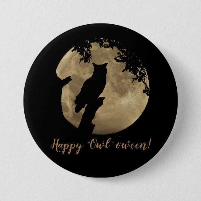Bóton Redondo 7.62cm Halloween Owl (Frente)