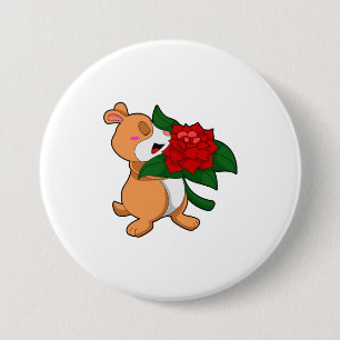 Bóton Redondo 7.62cm Hamster com Rosa de Flor