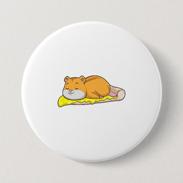 Bóton Redondo 7.62cm Hamster e Pizza com Queijo (Frente)