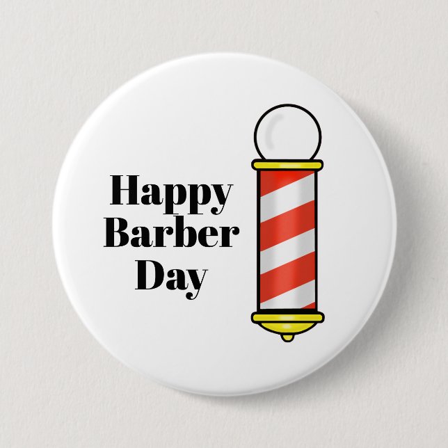 Bóton Redondo 7.62cm Happy Barber Day Button (Frente)