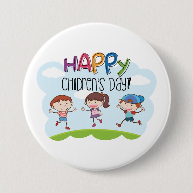 Bóton Redondo 7.62cm Happy Childrens Day Kids Celebration (Frente)