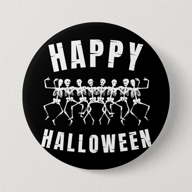 BÓTON REDONDO 7.62CM HAPPY HALLOWEEN DANCING SKELETONS (Frente)